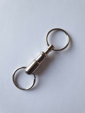 Double Ended Pull-Apart / Quick  Release Split Ring Security Key Holder Nickel