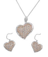 Best Seller Valentine's Two Tone .925 Sterling Silver Earrings & Pendant Set on sale Best Seller Valentine's Two Tone .925 Sterling Silver Earrings & Pendant Set on sale