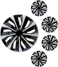 15 4pc Silverblack Wheel Cover Snap On Full Hub Cap Fit R15 Tire Plastic Rim
