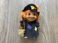Vintage Russ Halloween Wicked Witch With Broom 6" Orange Hair Troll Doll