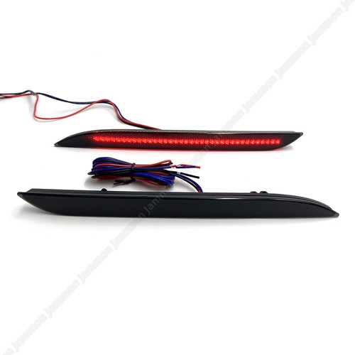 Smoke Lens Red LED Rear Bumper Brake Reflector Lights For 2015-2017 Ford Mustang - Picture 7 of 12