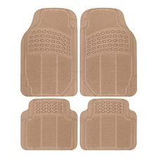 Car Floor Mats for All Weather Semi Custom Fit Heavy Duty Trimmable Tan Beige