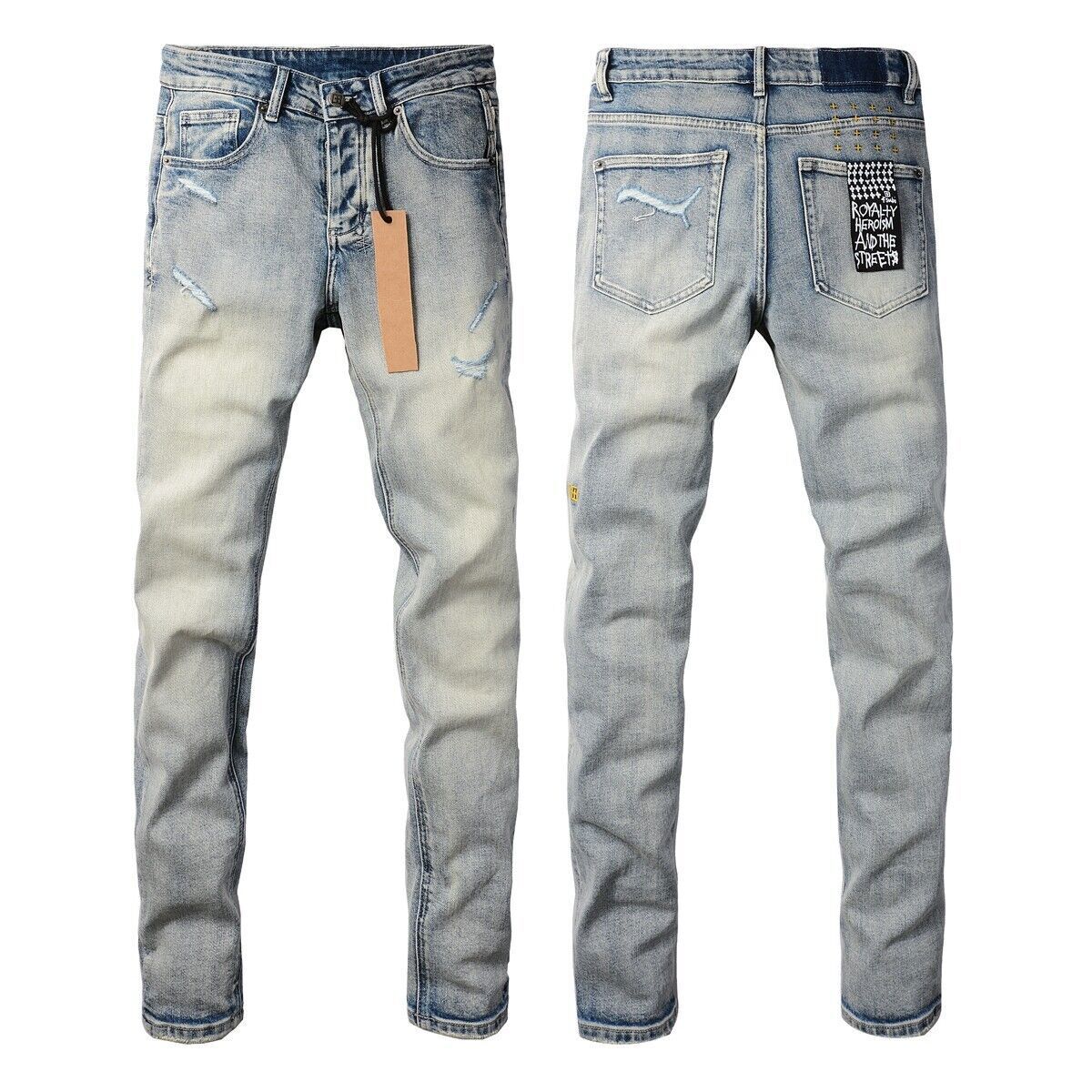 NEW KSUBI Men's Light Blue Ripped Pants High Street Fashion