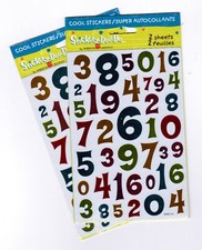 2 NEW packs Shiny Colorful Numbers 123 Scrapbook Stickers 4 Sheets