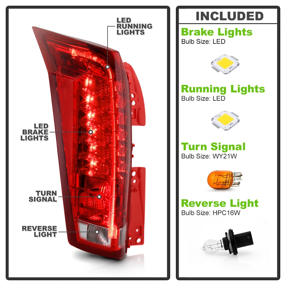 2010-2016 Cadillac SRX Red Clear LED Tail Light Brake Lamp Left Driver side - Imagem 4 de 4