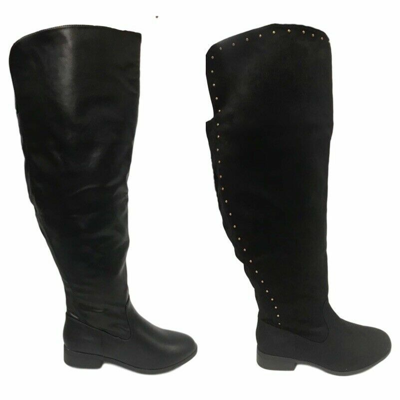 long black wide fit boots