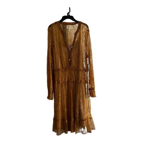 Fig & Flower Lace Smocked Waist Dress Golden Yellow NWT Size XL - Picture 12 of 12