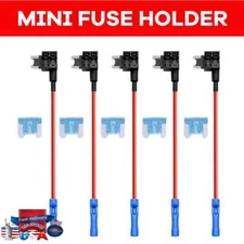 5x Add-A-Circuit Piggy Back Fuse Tap Low Profile Mini 15A Blade Fuse Holder Fuse