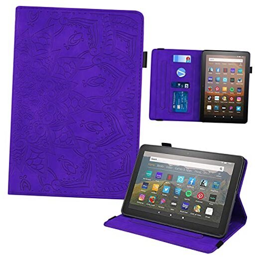Kindle Fire HD 8 2020 Case, PU Leather Card Slot with Auto Sleep/Wake Purple-image