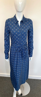 Boden Dress Women's  Laura Jersey Midi Shirt Blue Floral  RVB001 13 CP