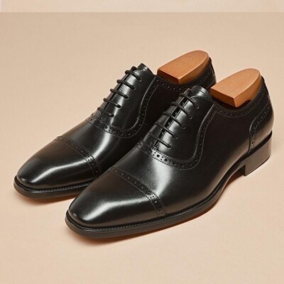 New Men's Brown Dress Shoes Cap Toe Lace Up Oxfords Leather Lining
