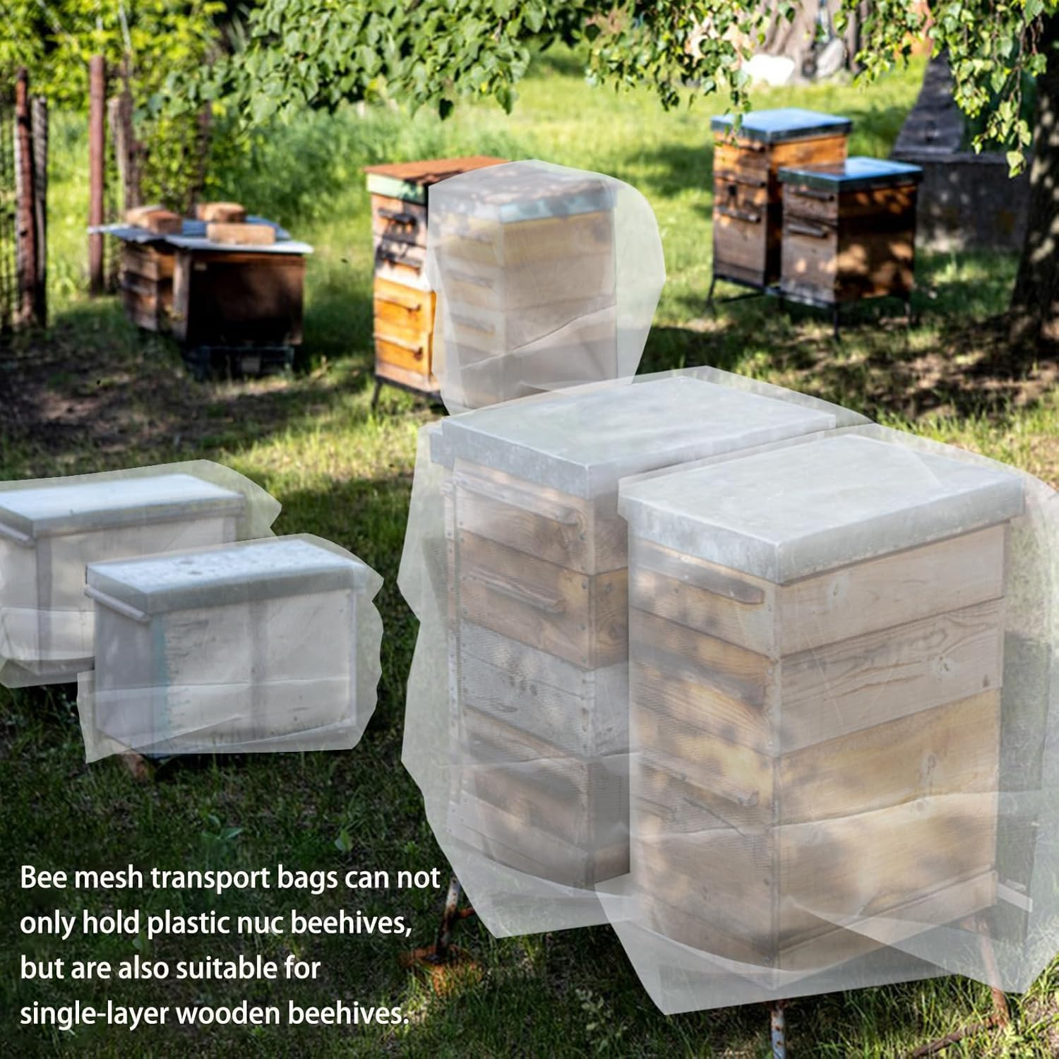 2 Pack Beehive Mesh Transport Bag, 35 X 37 Inch Beekeeping Nuc Box Net Bag