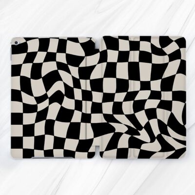 Black White Wavy Checkerboard Case For iPad 10.2 10.9 12.9 Mini 7 Pro 13 Air 11