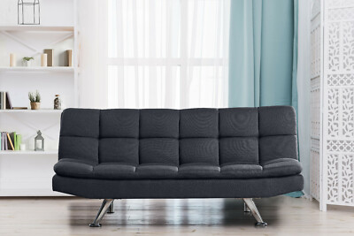 Padded 3 Seater Sofa Bed Fabric 3 Seater Suite Chrome Legs Cube Design ...