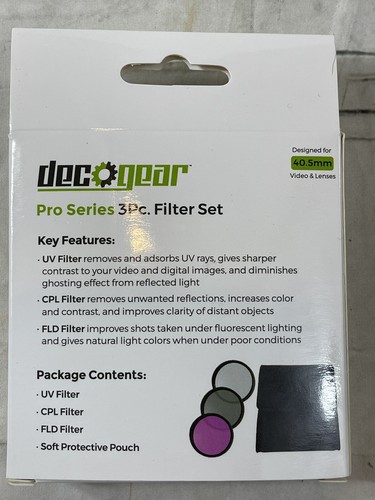 DEC GEAR 3-Piece Filter Set 40.5mm + Protective Pouch (UV, CPL & FLD Filters) - Picture 2 of 2