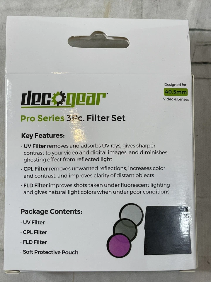DEC GEAR 3-Piece Filter Set 40.5mm + Protective Pouch (UV, CPL & FLD Filters)   - Image 2 of 2