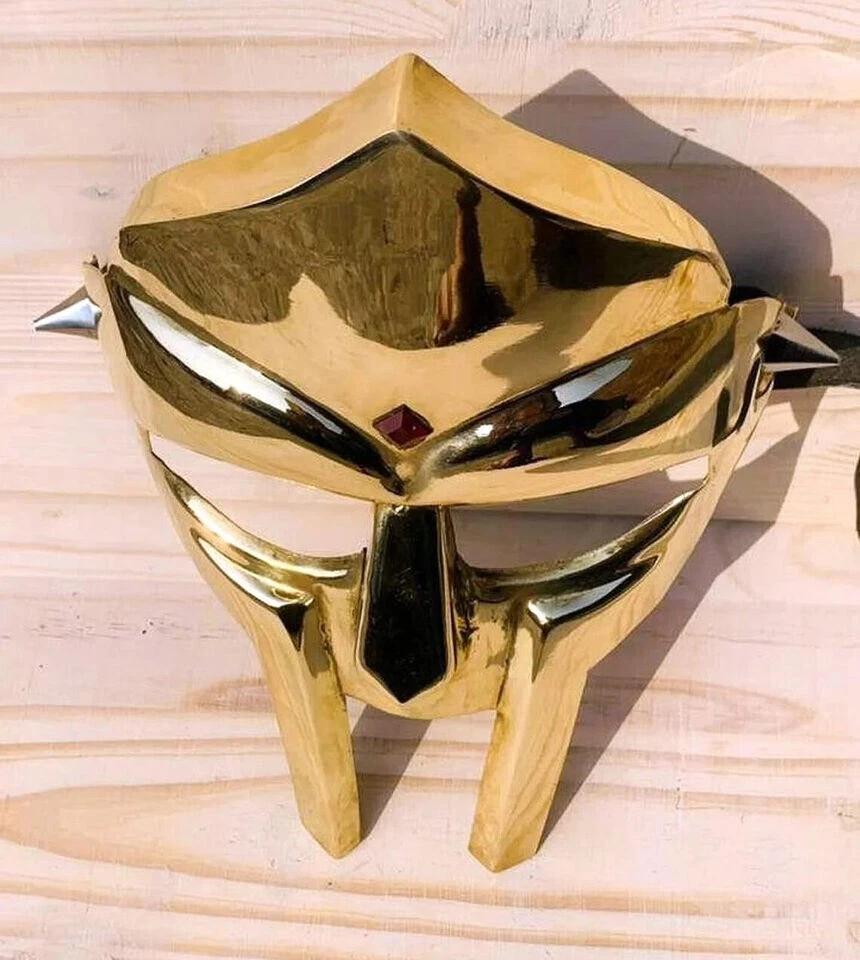 MF DOOM Mask ~ Hand-Forged Armor Face Mask Golden Gladiator Mask Viking Mask - Image 2 of 4