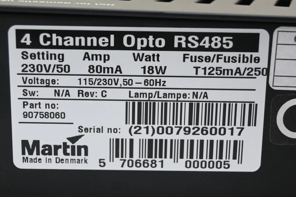 Martin 4 channel Opto RS485 Martin Lighting Opto RS-485 DMX Spliter - Image 4 of 4