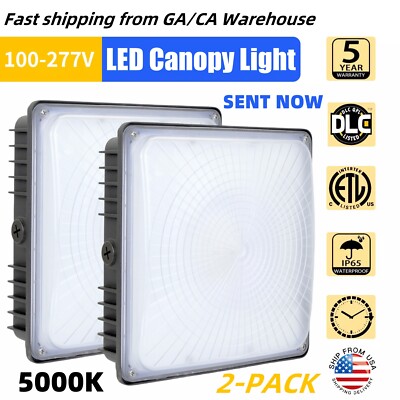 70W LED Canopy Lights 5000K Daylight White Gas Station Warehouse Lights, 2 Pack