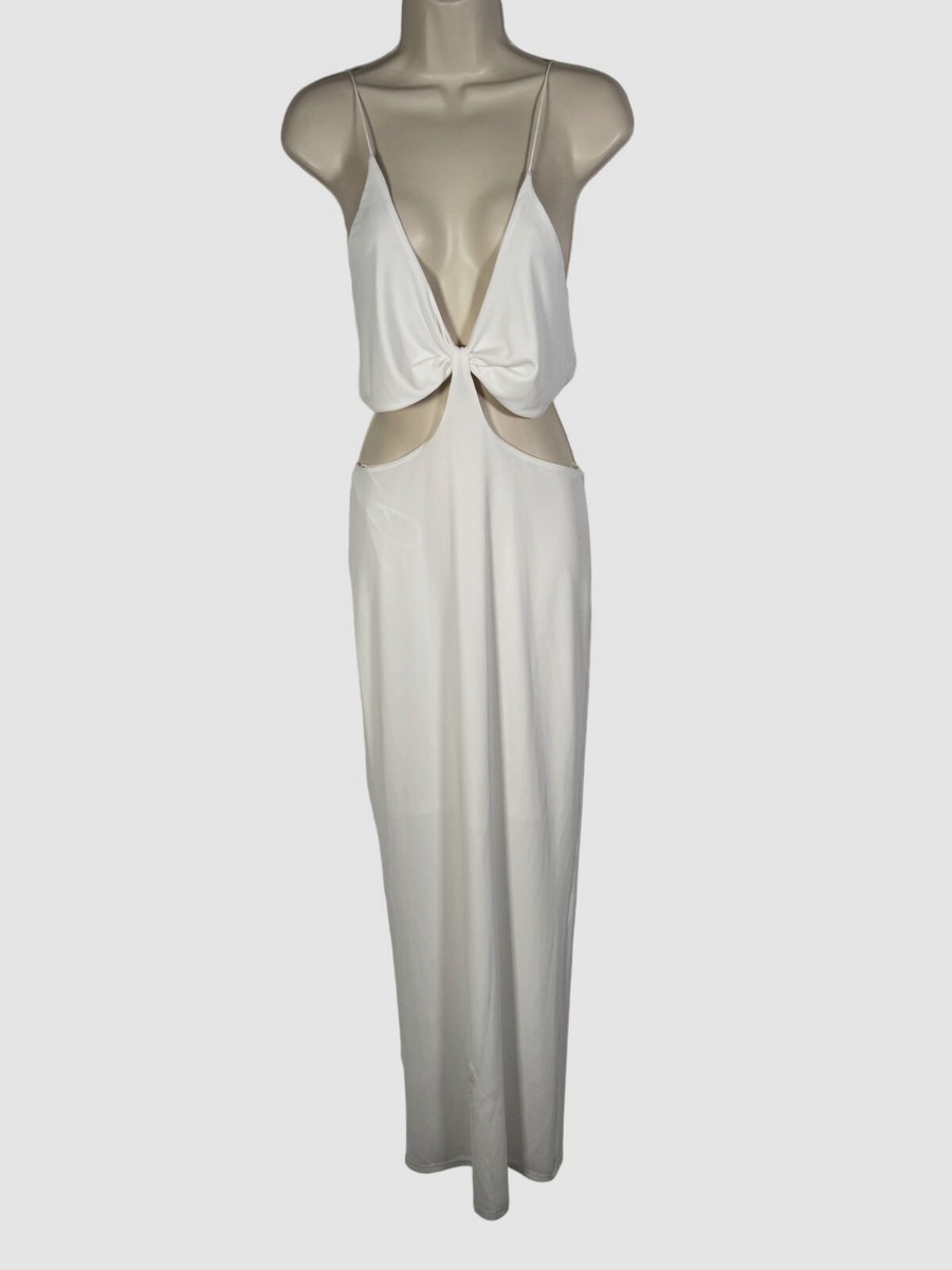 alice and olivia havana cut out dress $295 Alice + Olivia Women's White Havana Cut-Out Midi Bodycon Dress Size 10