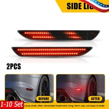 1-10xscanning Red Rear Led Side Marker Lights Smoked Lens For 15-23 Ford Mustang
