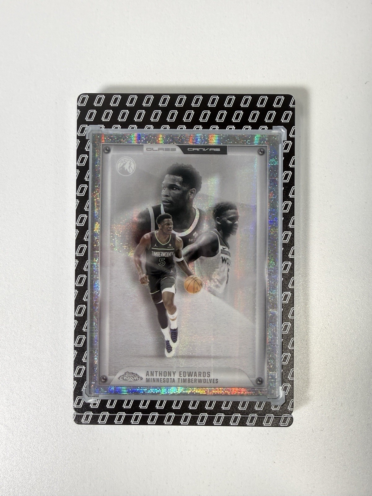 🔥🔥 2025 TOPPS CHROME GLASS CANVAS ANTHONY EDWARDS REFRACTOR SSP 🔥🔥