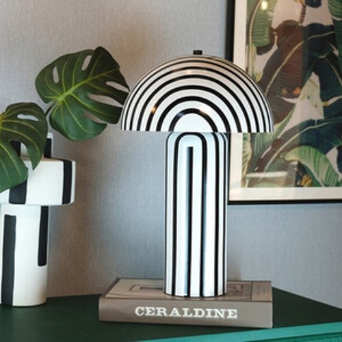 Stylish Avalon Black & White Pattern Table Lamp Modern Bedside,tabletop Light