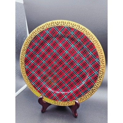 NEW Royal Gallery Gold Buffett Tartan Plaid Plates Dessert Salad Christmas (4)