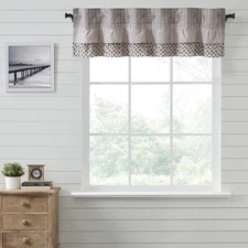 VHC Brands, Florette Ruffled Patchwork Curtain Valance, Brown, 16x60