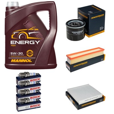 Inspektionspaket 5L MANNOL Energy 5W-30 Zündkerzen für Renault Clio IV 1.2 16V