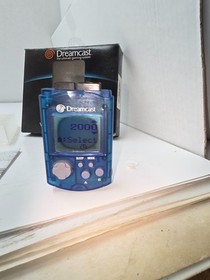 DAMAGED BUT WORKS Sega Dreamcast Clear blue VMU OEM Visual Memory Unit #K33