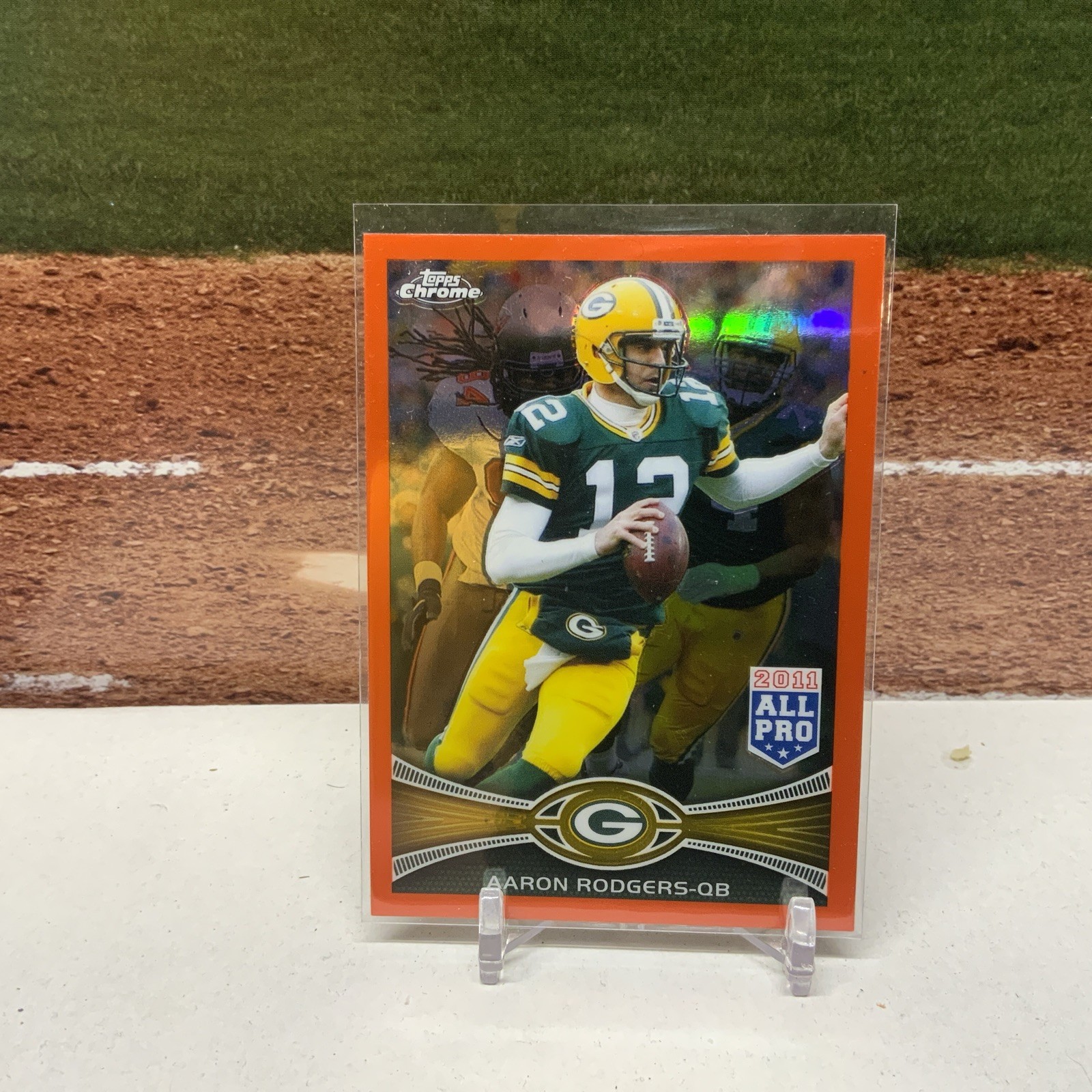 2012 Topps Chrome Aaron Rodgers Packers Orange Refractor Parallel Card #50