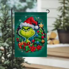 Funny Green Santa Christmas Tree Garden Flag Outdoor Holiday Decoration