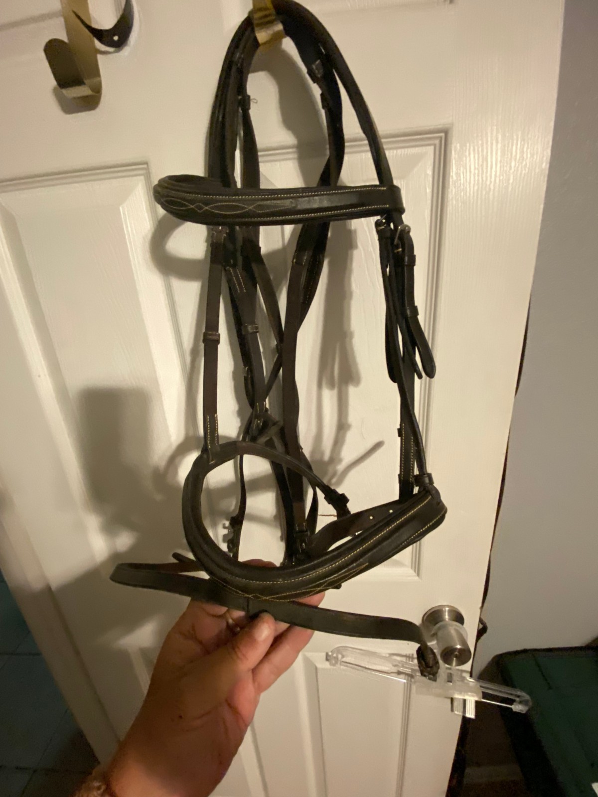 used english full size bridle padded fancy stitched soft free shipping