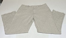 Perry Ellis Linen Blend Pants Mens Tag 36x32 Meas 36x30 Beige Flat Front Chino