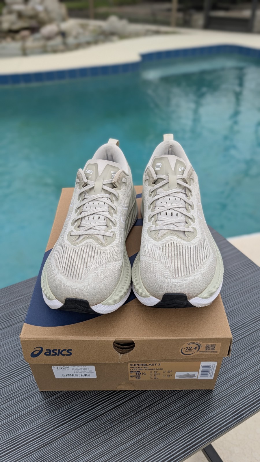 ASICS Superblast 2 Men's Size 10.5 Lake Grey White Sage 1013A142 Running Shoes image 3
