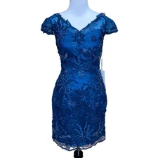 Mingda's Dress Floral Applique V-Neck Dress NWT