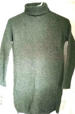 American Eagle Outfitters Green Fleck Ribbed Turtleneck Sweater Dress Side Zip S