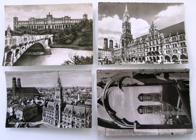 4 x MÜNCHEN Bayern Munich Bavaria Ansichtskarten frankiert gelaufen ab/nach 1958
