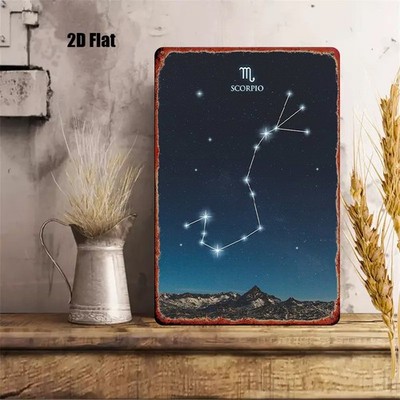 Virgo Constellation Starry Sky Metal Sign Zodiac Themed Rustic Home Decoration