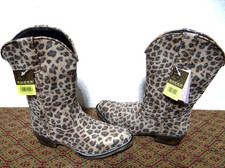 Roper Western Boots Girls Riley Cheetah Faux Leather Metallic Youth 12 NEW NWB