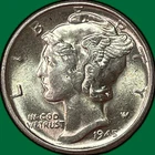 1945 Mercury Dime Brilliant Uncirculated BU Coin #38594