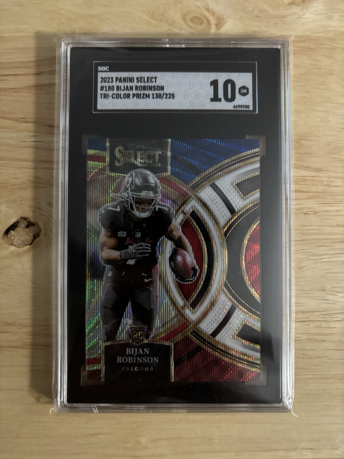 2023 Panini Select Premier Level Bijan Robinson #180 Tri-Color Prizm #130/225