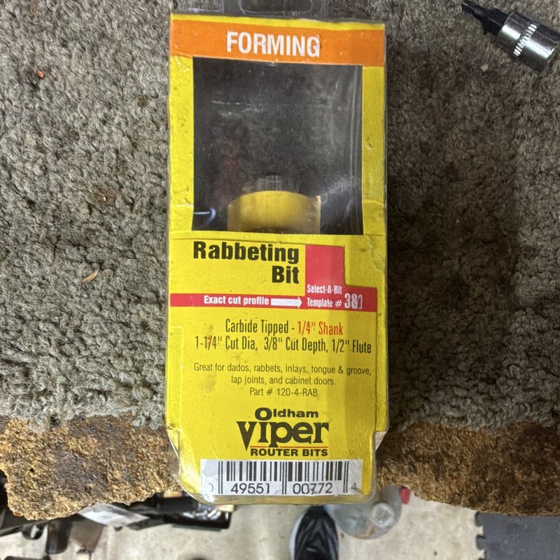 Oldham Viper Carbide Rabbeting Router Bit 1/4 in Shank 1-1/4 in Dia