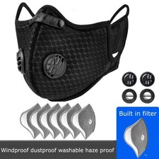 Reusable Face Mask Breathing Valves Sports Cycling Outdoor Active Carbon Filter