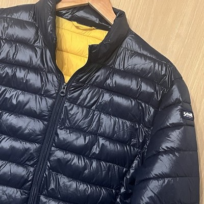 Schott Puffer Jacket Men's Large L Long Sleeve Navy Blue Quilted