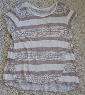 Lucky Brand Women s Striped Short Sleeve Tee Size L Neutral Arrow Stripe Casual