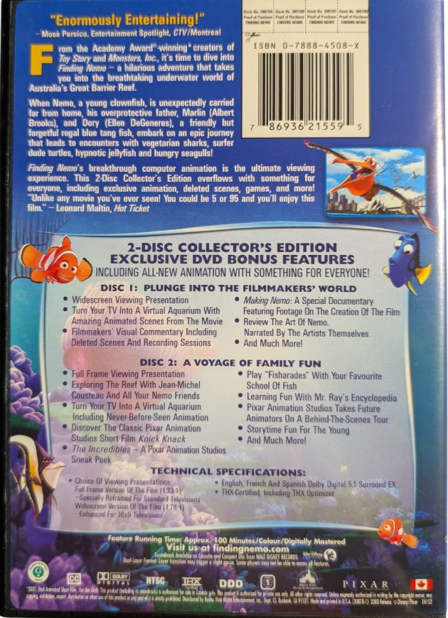 Finding Nemo (DVD, 2003) - Image 3 of 3