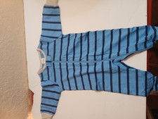 One Piece Boy Blue On Blue Striped Zippered Sleepwear
