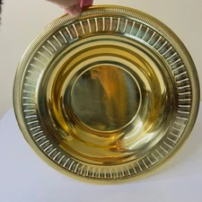 Gold Decorative Bowl with Leaf Cutout Detailing Centerpiece Home Decor